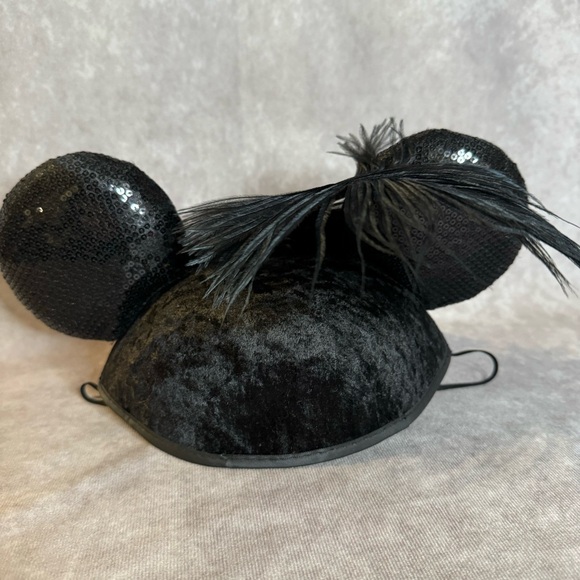 Disney Parks | Minnie Mouse Ears Hat Pink/Black Polka Dot Bows Feather Sequins - Picture 4 of 9